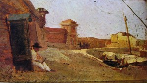 Eugenio Cecconi: Fattori che dipinge, 13,5 x 23,5, Collezione privata, Livorno